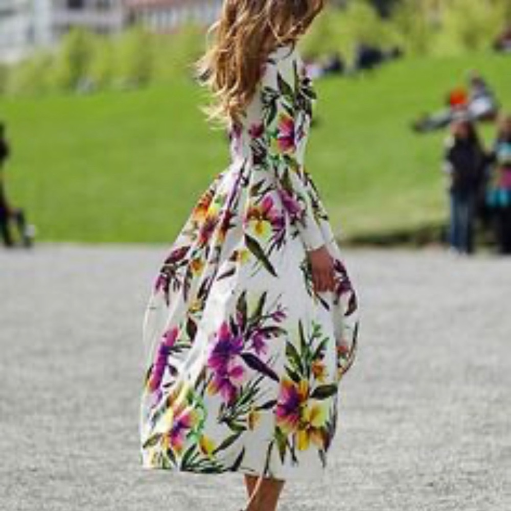White Floral A-Line Dress
